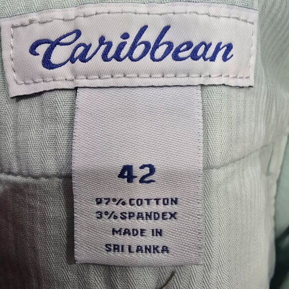 Caribbean Roundtree & York Men's Cotton Stretch Chino Shorts Mint Green Sizes - Picture 5 of 6